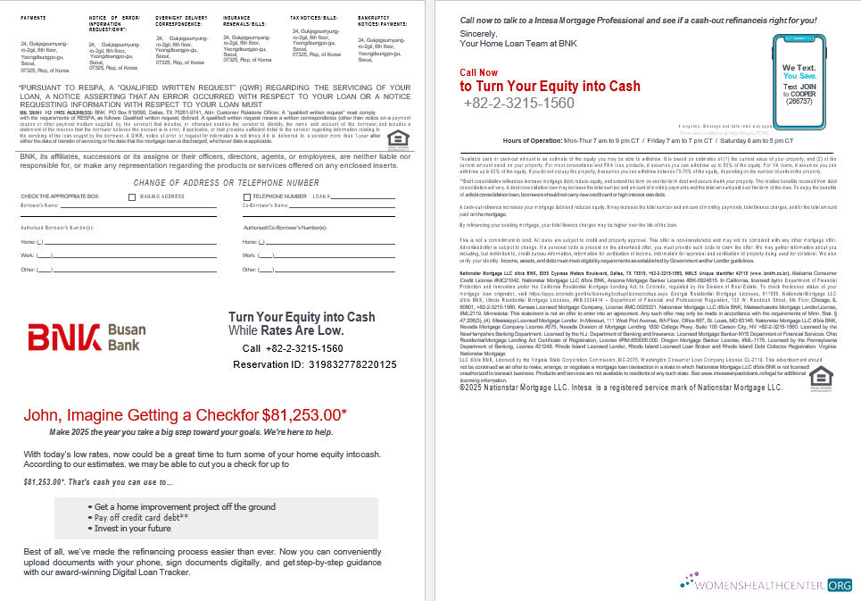 Download South Korea BNK bank mortgage statement in Word and PDF formats 3 4 Photoshop template